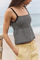 STRIPED KNIT PEPLUM TOP