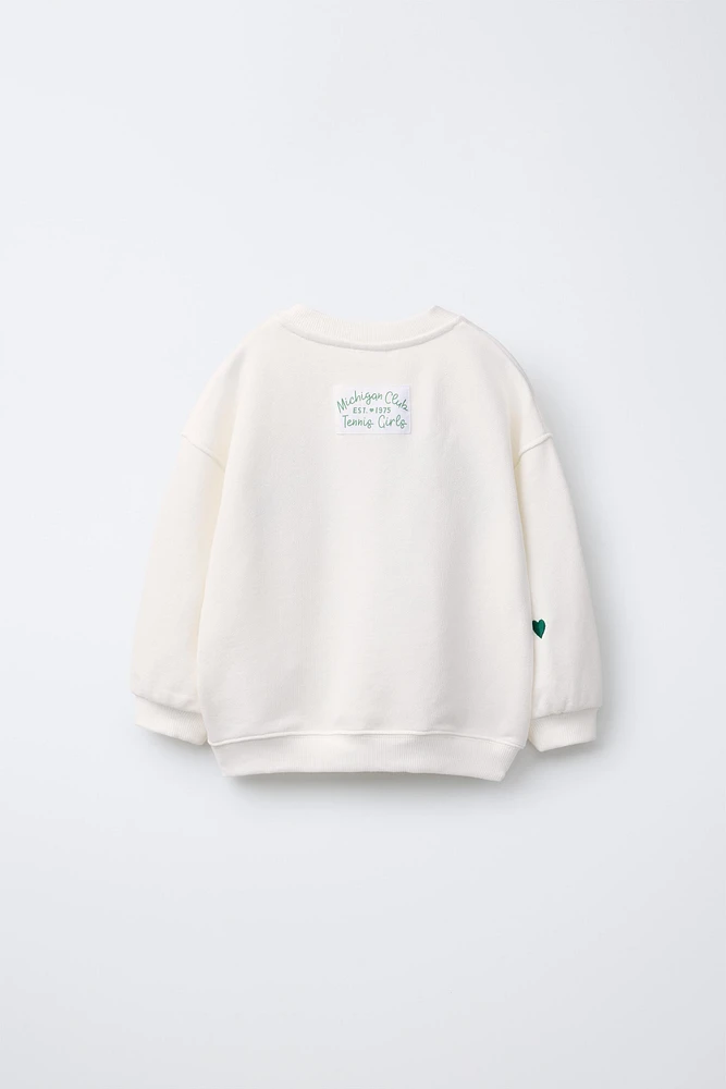 SPORTY EMBROIDERED TEXT SWEATSHIRT