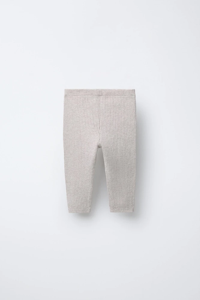 BUTTON RIBBED LEGGINGS
