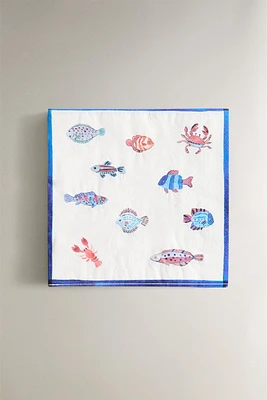 LOT 20 SERVIETTES DE TABLE PAPIER POISSONS