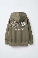 Washed Effect Text Hoodie