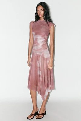 RUCHED TULLE DRESS
