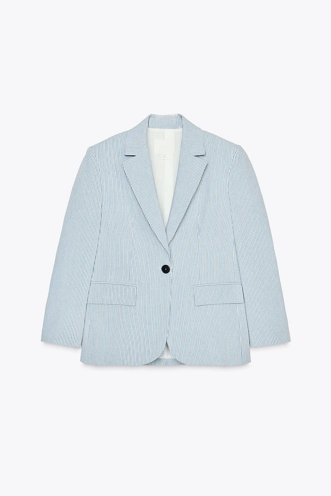 STRIPED BLAZER WITH SHOULDER PADS
