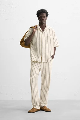 STRIPED TEXTURED LOOP KNIT SHIRT