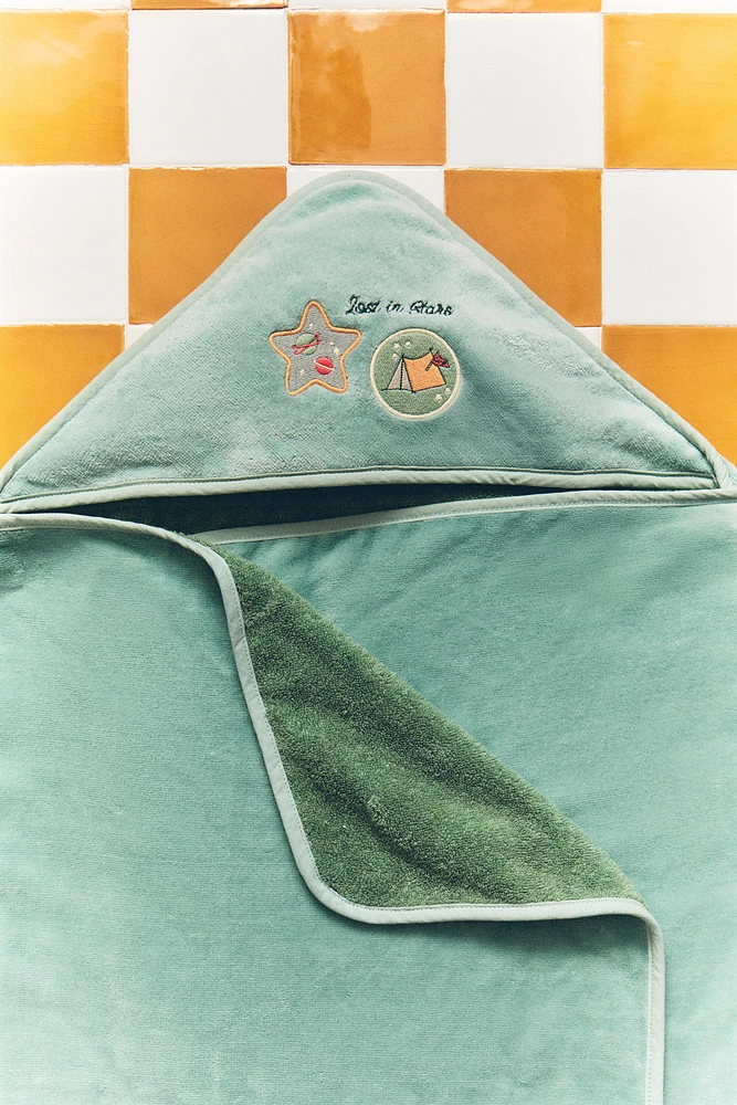 SERVIETTE DE BAIN CAPUCHE BÉBÉ ESPACE