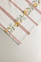 CROSS STITCH TABLECLOTH WITH FLORAL EMBROIDERY