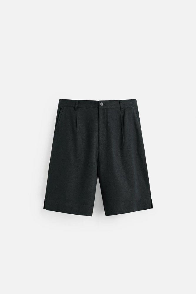 OVERSIZED LINEN VISCOSE SHORTS