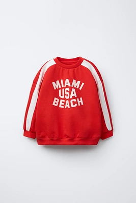 STRIPED TEXT SWEATSHIRT