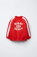 STRIPED TEXT SWEATSHIRT