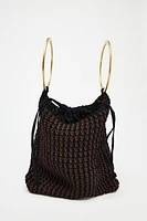 WOVEN BAG WITH METAL HANDLE