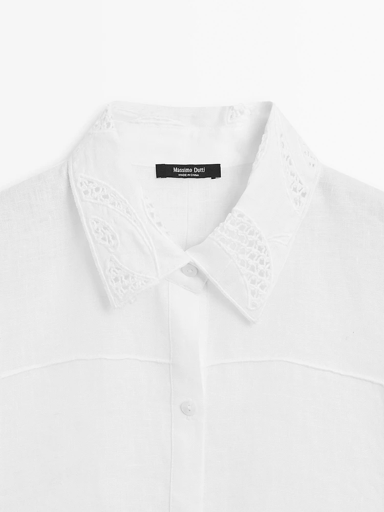 Chemisier 100 % lin avec broderies
