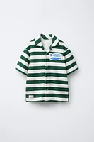 STRIPED TOWEL TEXTURE BOWLING SHIRT
