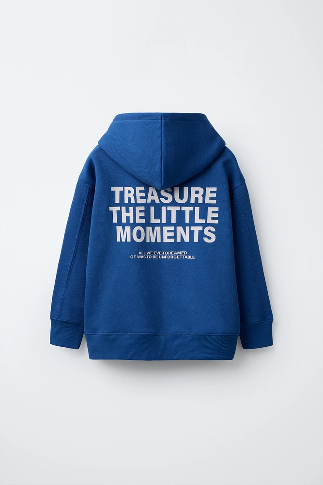 TEXT PRINT HOODED SWEATSHIRT