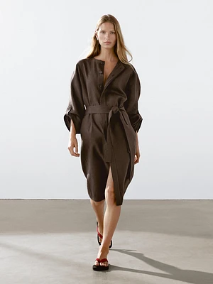 100% linen shirt dress