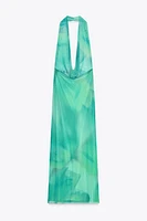PRINTED TULLE LONG DRESS
