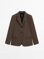 Fitted wool blend blazer