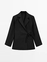 100% linen blazer with tie