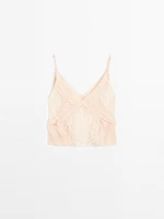 Semi-sheer lace camisole top