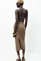 HALTER MIDI DRESS WITH TRIM