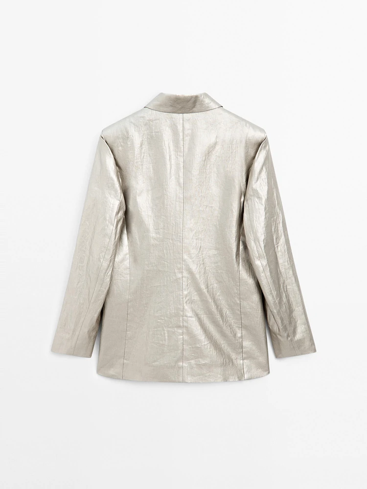 Metallic linen blend blazer - STUDIO
