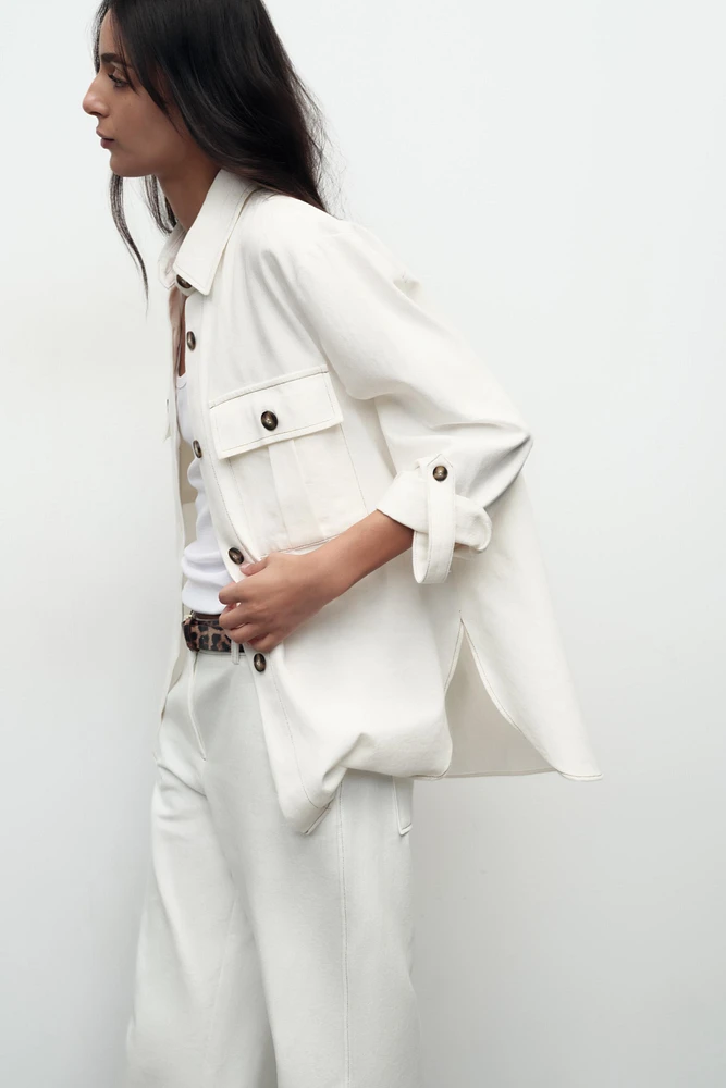 OVERSHIRT WITH CONTRASTING TOPSTITCHING