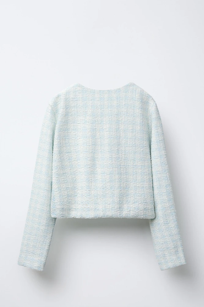 JEWEL BUTTON TEXTURED JACKET