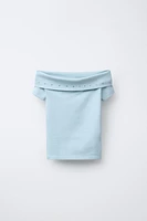 OFF SHOULDER STUDDED T-SHIRT