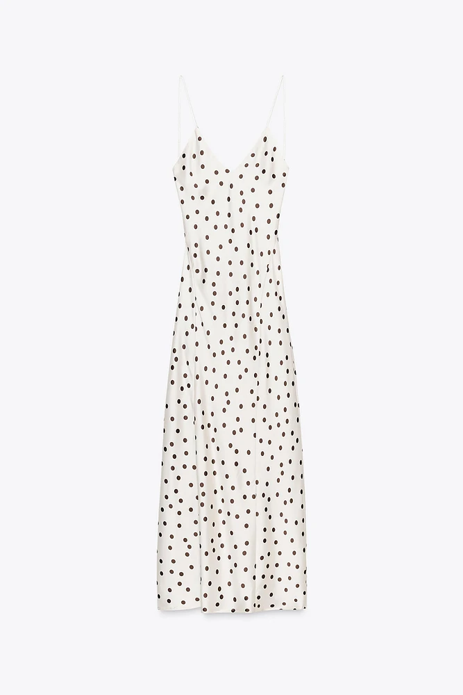 SATIN POLKA DOT MIDI DRESS