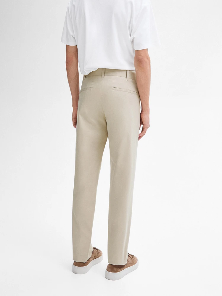 Cotton blend slim fit trousers