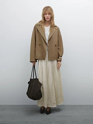 Veste trench courte en coton mélangé