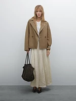 Short cotton blend trench jacket