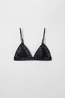 LEATHER STUDDED BRA KATE MOSS X ZARA