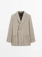 Blazer col smoking imprimé à carreaux