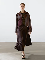 Satin midi skirt with yoke detail