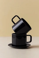 BOROSILICATE GLASS MUG AND SAUCER