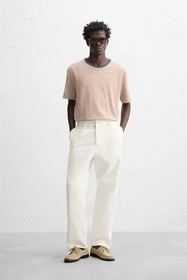 REGULAR FIT PLEATED PANTS