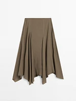 Asymmetric flounce midi skirt