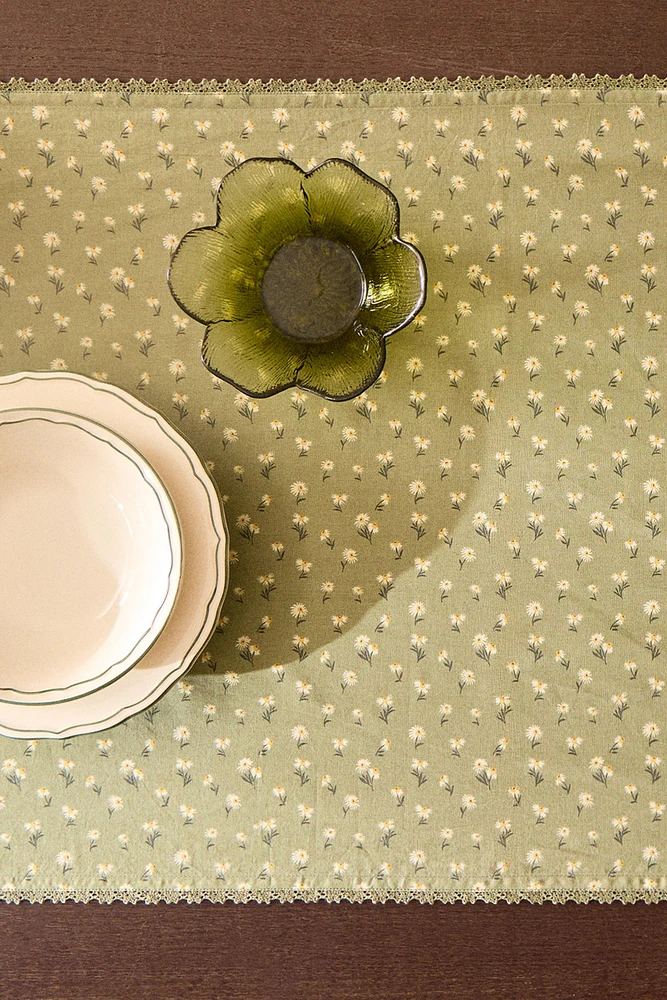 CHEMIN DE TABLE COTON MARGUERITES