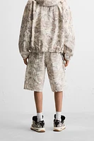 ABSTRACT PRINT DENIM SHORTS