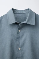 PLAIN WOVEN LINEN BLEND SHIRT