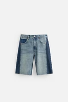 CONTRAST BANDS DENIM SHORTS