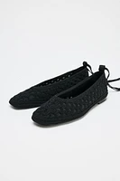 TIE CROCHET BALLET FLATS
