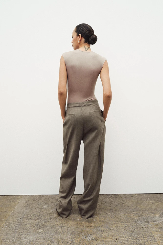 WOOL BLEND PLEATED PANTS ZW COLLECTION