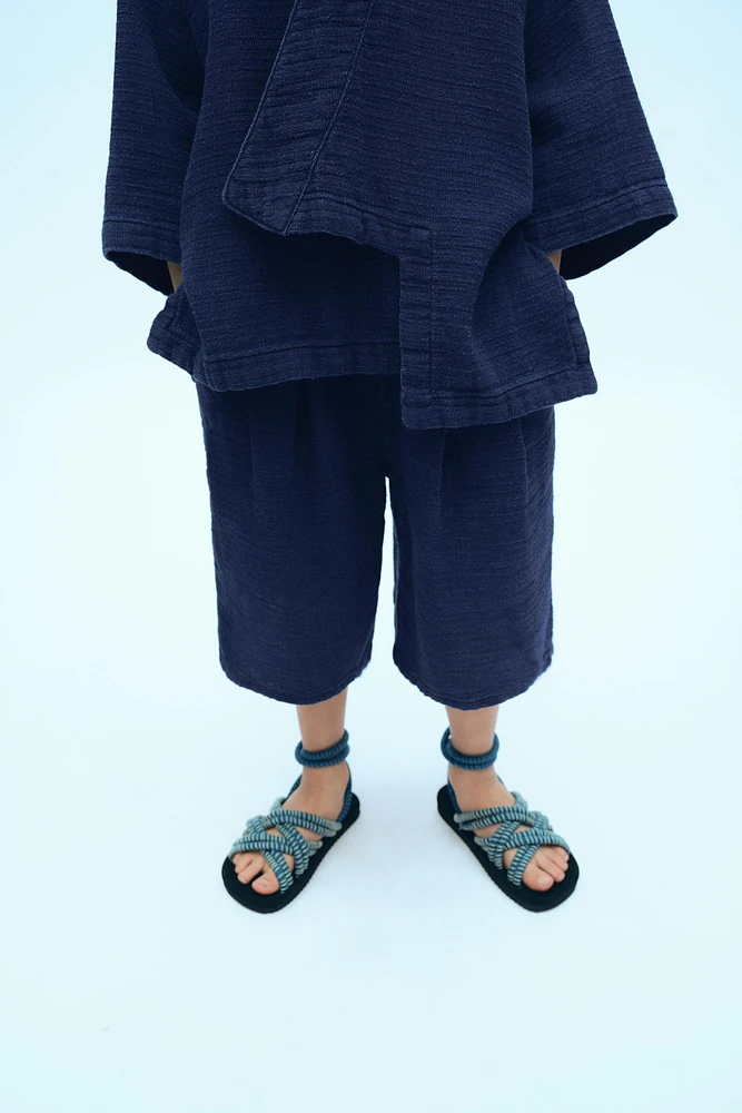 PLEATED DENIM SHORTS X FANGLU LIN