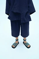 PLEATED DENIM SHORTS X FANGLU LIN