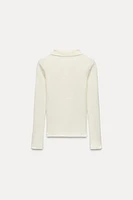 CABLE KNIT POLO TOP