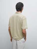 Cotton blend polo shirt with snap button