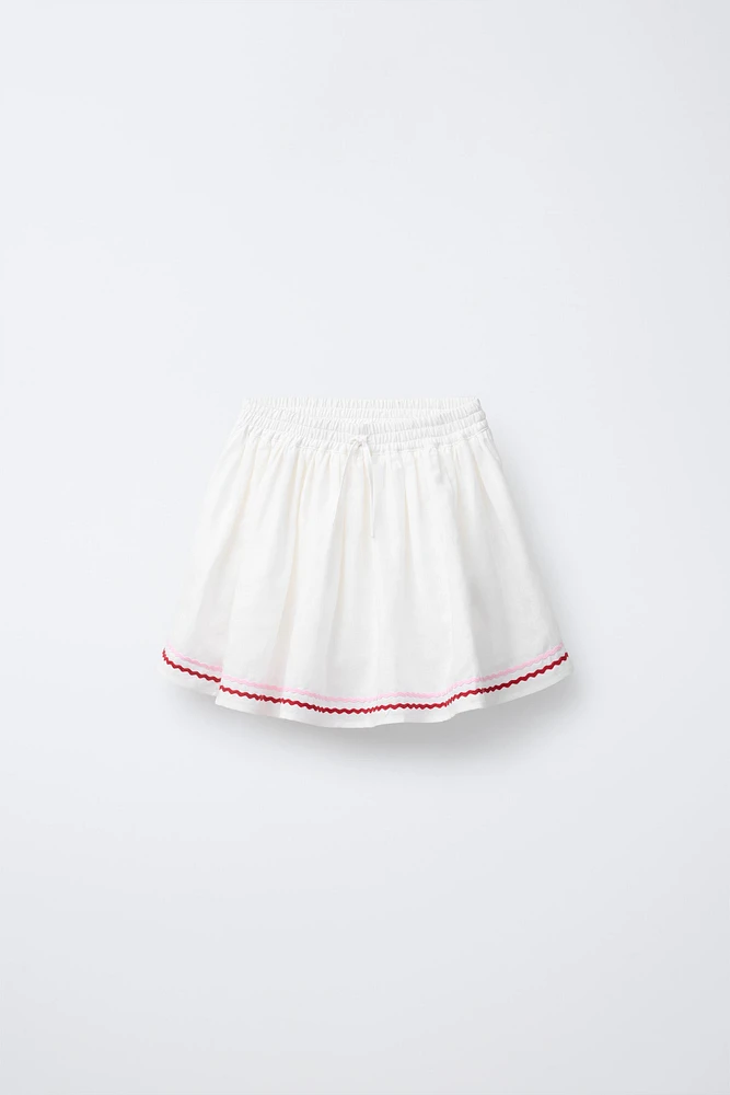 SCALLOPED LINEN SKORT