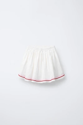 SCALLOPED LINEN SKORT