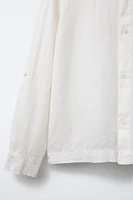 LINEN MANDARIN COLLAR SHIRT